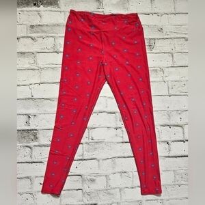 Lularoe Red with Blue Polka Dots Leggings